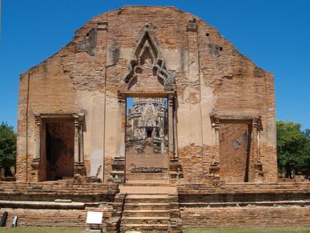 A Ruin Temple in Ayutthaya, Thailandの写真素材