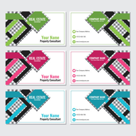 Real estate business card template setのイラスト素材