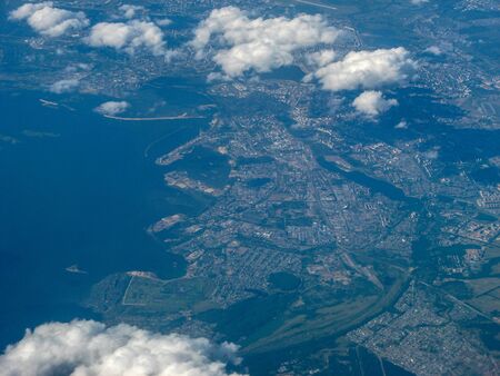 flight From Chelyabinsk to Moscow. Outside view of airplane on the airportの写真素材