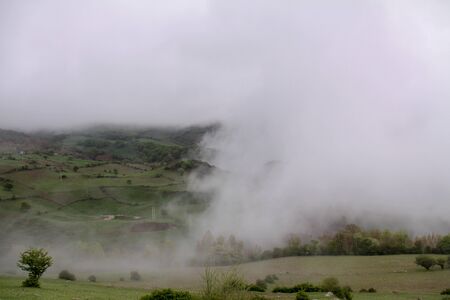A beautiful misty day in the mountains of Iran, Gilan.の写真素材
