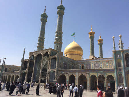 Qom is one of the most important religious cities in Iran, The pilgrims walk in the yard of the shrine, Iran, Qomのeditorial素材