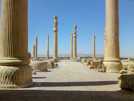 Persepolis, Iran: Persepolis was the ceremonial capital of the Achaemenid Empire ca. 550 330 BC It is situated 60 km northeast of the city of Shiraz in Fars Province, Iran.  Ancient city Persepolis- one of UNESCO World Heritage Sites in Shiraz , Iran.のeditorial素材