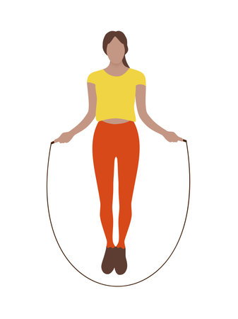 The girl is jumping rope. Vector illustrationのイラスト素材