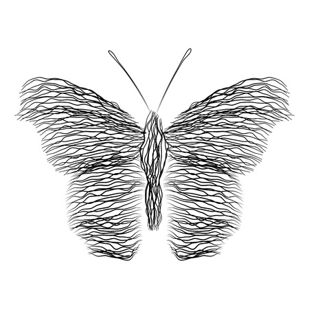 Silhouette of a butterfly wavy lines intertwined.のイラスト素材