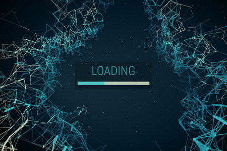 Chaotic scattered points connected by lines in space on a dark background.
