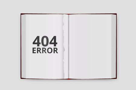 Design page 404. Error - Not Found. Book without page. Open book a top view. Vector illustrationのイラスト素材