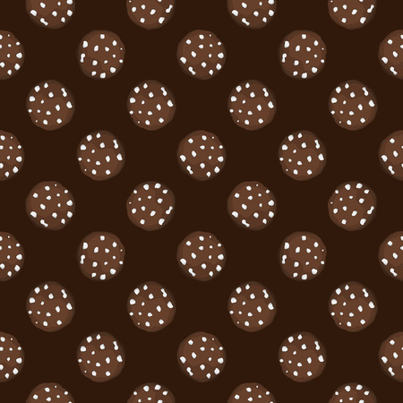 Seamless background with chocolate cookies. Vector illustration.のイラスト素材