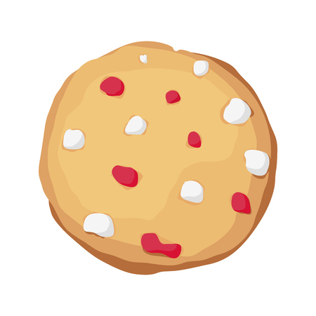 Christmas cookies. With white chocolate and red fruits. Choco cookie icon. Vector illustrationのイラスト素材