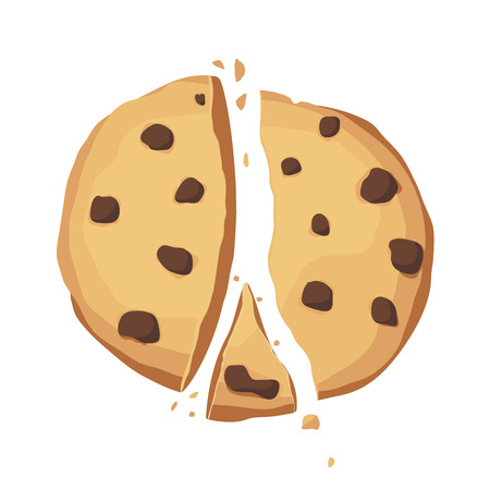 A broken chocolate cookie. Choco cookie icon. Vector illustrationのイラスト素材