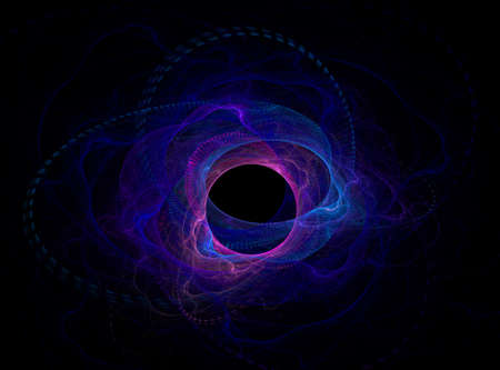 Blue futuristic circles with waves. Computer generated image. Freeze Light. Raster illustration.の写真素材