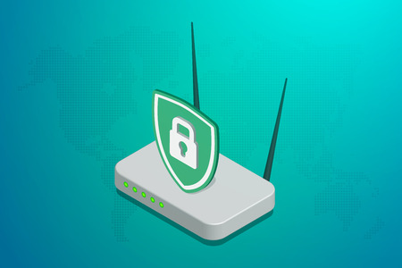 Secure wifi. Isometric vector illustration.のイラスト素材
