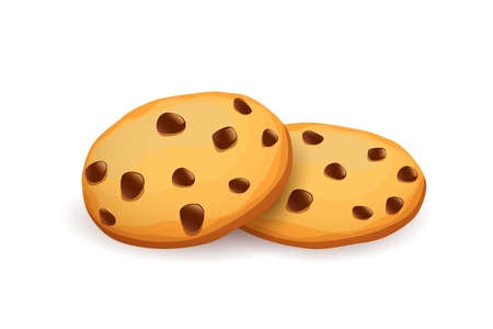 Realistic chocolate chip cookies image illustrationのイラスト素材