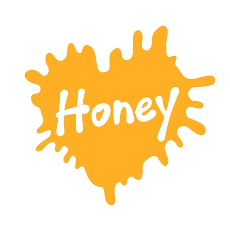 Honey spot in the form of heart. Honey label splash. Vector illustration.のイラスト素材