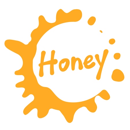 Round honey label. Honey label splash. Vector illustration.のイラスト素材