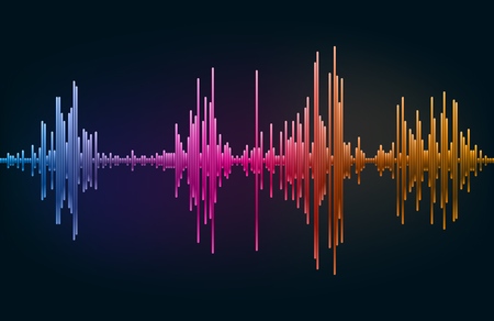 Colored sound waves on a dark background.のイラスト素材
