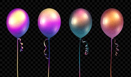 Set realistic balloons chameleon colors. Mockup helium balloon. Vector illustrationの写真素材