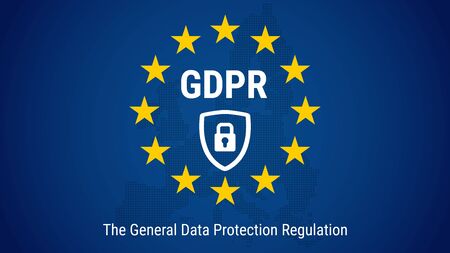 GDPR - General Data Protection Regulation. Flag of European Union. Vector illustration