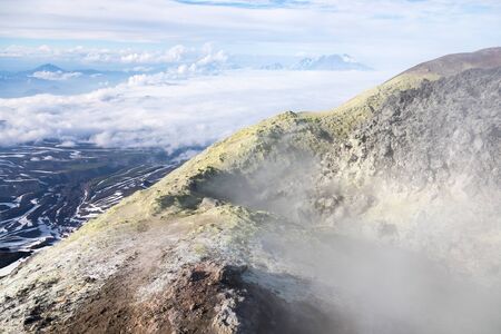 Avachinsky volcano, Kamchatka peninsula, Russia. An active volcano, located north of the city of Petropavlovsk-Kamchatsky, in the interfluve of the Avacha and Nalychev rivers.の写真素材