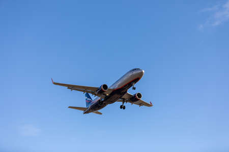 Aeroflot Airbus A320 Registration VP-BKP. Plane take off or landing in Sheremetyevo International Airport. Air Transport. Tourism and travel concept. MOSCOW REGION, RUSSIA - OCTOBER 28, 2019のeditorial素材