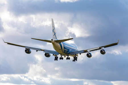 Air Bridge Cargo Boeing 747-400F Registration VQ-BIA. Plane take off or landing in Sheremetyevo International Airport. Transport, tourism and travel concept. MOSCOW REGION, RUSSIA - OCTOBER 28, 2019のeditorial素材