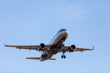 Aeroflot Airbus A320 Registration VP-BKP. Plane take off or landing in Sheremetyevo International Airport. Air Transport. Tourism and travel concept. Moscow region, Russia - October 28, 2019のeditorial素材