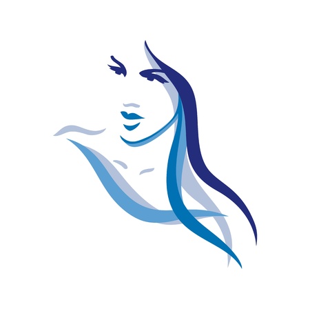 Beautiful woman face with long hairのイラスト素材