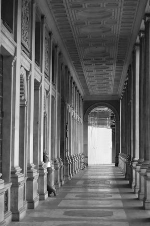 empty aisle with columns in Rome