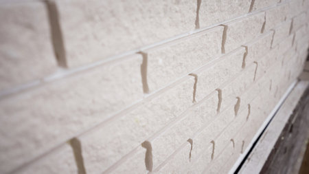 Wall facing with decorative stone tiles. Installation of a stone on the facade of the house. Laying...