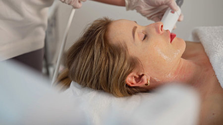 The cosmetologist will make a biolifting procedure for a woman. The procedure helps to rejuvenate...