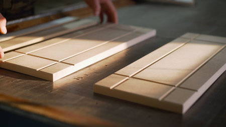 Furniture blanks for furniture production. Production department at a furniture factory. Shop for...