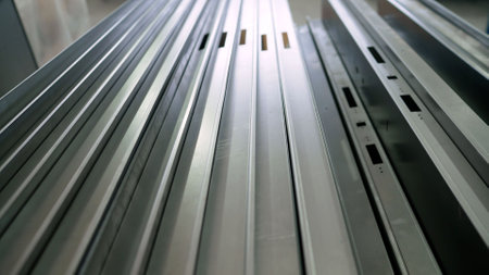 Metal profiles undergo laser cutting and bending in a factory, highlighting precision and efficiency...