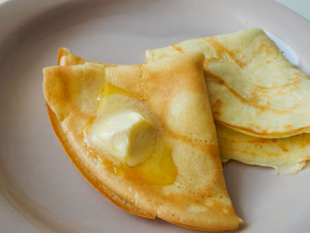 pancakes with butter on a plate, Maslenitsaの写真素材
