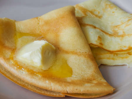 pancakes with butter on a plate, Maslenitsaの写真素材