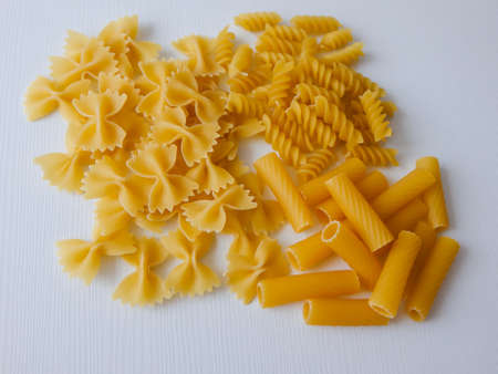 pasta of different types and shapes, lie side by sideの写真素材