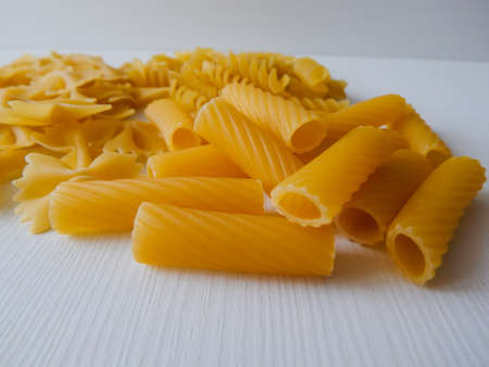 pasta of different types and shapes, lie side by sideの写真素材