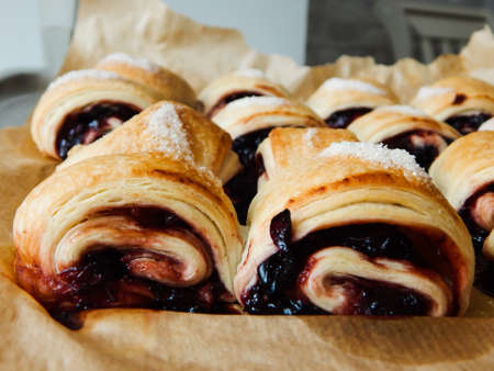 homemade cakes, rolls with jamの写真素材