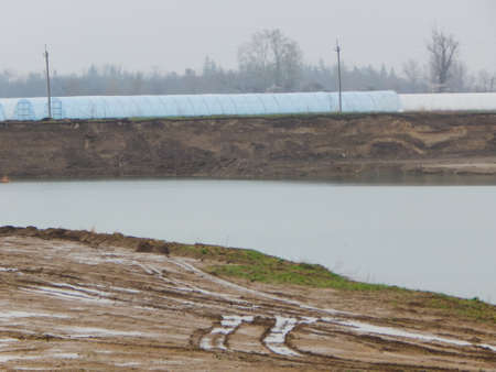 quarry, extraction of stone and sand, after the reservoir was formedの写真素材