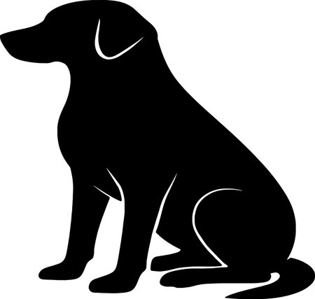 Illustration of a Labrador Retriever sitting on a white backgroundのイラスト素材