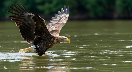 Majestic White-tailed Eagle Taking Flight from Waterの素材