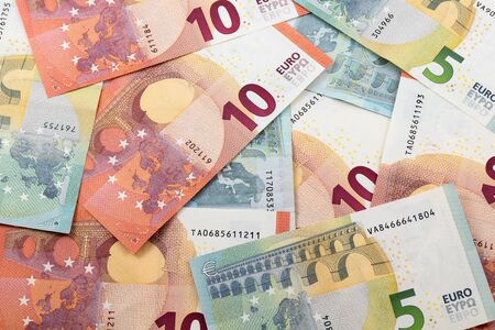 5 and 10 Euro Notes background
