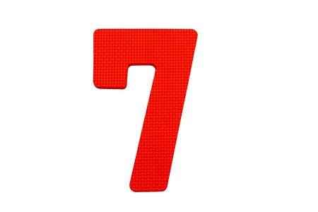 Textured Number Seven on plain background