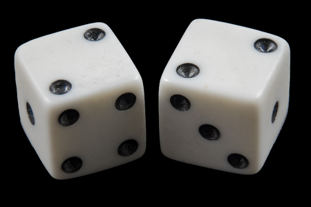 Pair of rolled dice showing double twoの写真素材