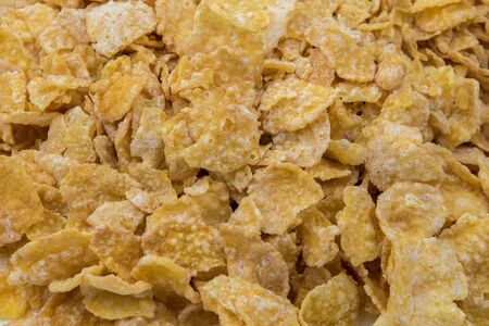 Closeup of frosted corn flakes breakfast cereal
