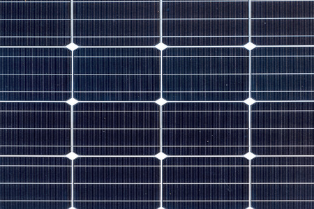 Close up view of solar cells on a photovoltaic panel