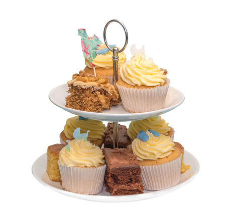 Afternoon Tea cakes on a stand isolated