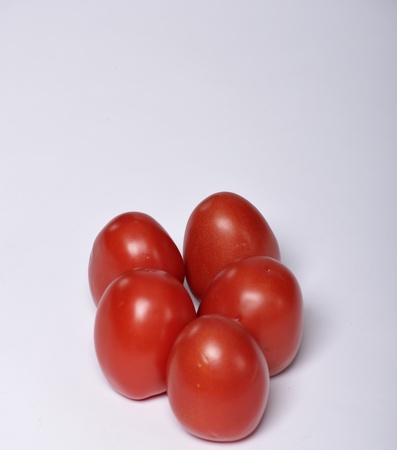  roma tomatoes on grey paper background; studio shotの写真素材