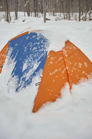 sleeping tents in snow just after storm