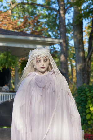 Halloween Display. Built by resident of Chagrin Falls, Ohio USA for enjoyment of community. ghostly brideの写真素材