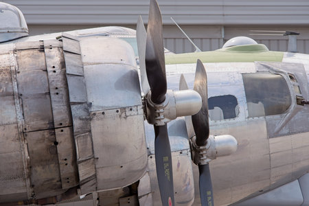 World War II B-17 Bomber at Burke Lakefront Airport Cleveland, Ohio USA. B-17 propeller