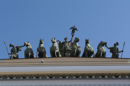 Stock Photo - Stock Photo - detail of Triumphal Arch of General Staff Building, Palace Square in Saint Petersburg, Russiaのeditorial素材